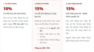 Ưu đãi học phí đến 15% - Học cùng bạn, nhận thêm quyền lợi