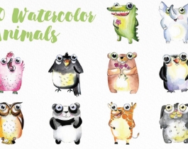 Tải các mẫu động vật vector màu nước dễ thương