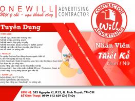 TUYỂN NHÂN VIÊN THIẾT KẾ - CÔNG TY TNHH SM-TM-DV & QC ONE WILL